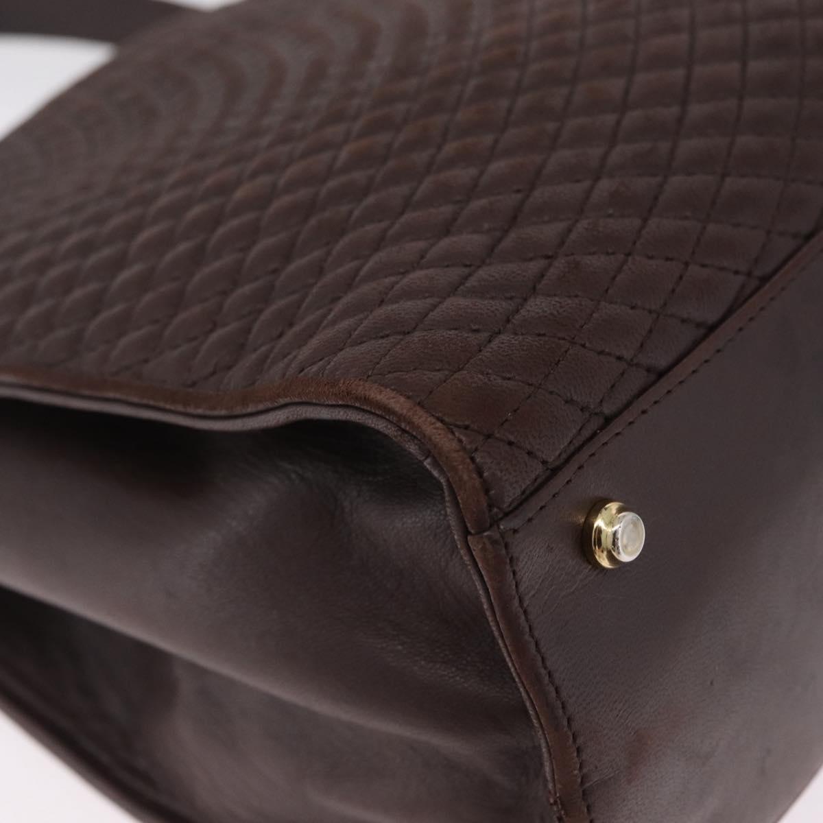 Bally Hand Bag Leather 2way Brown Gold Auth 209977