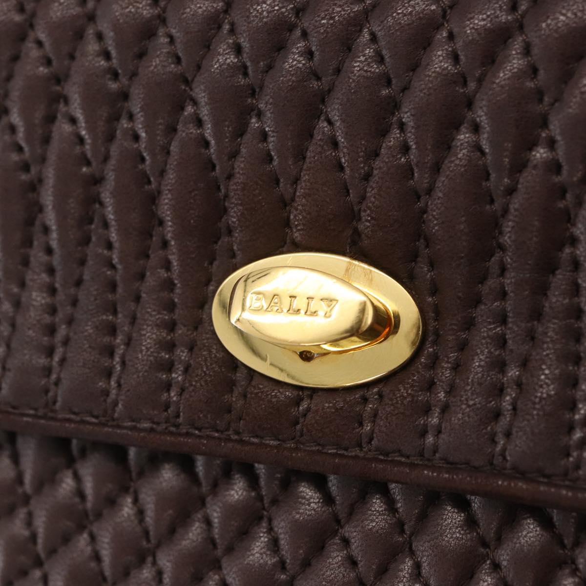 Bally Hand Bag Leather 2way Brown Gold Auth 209977