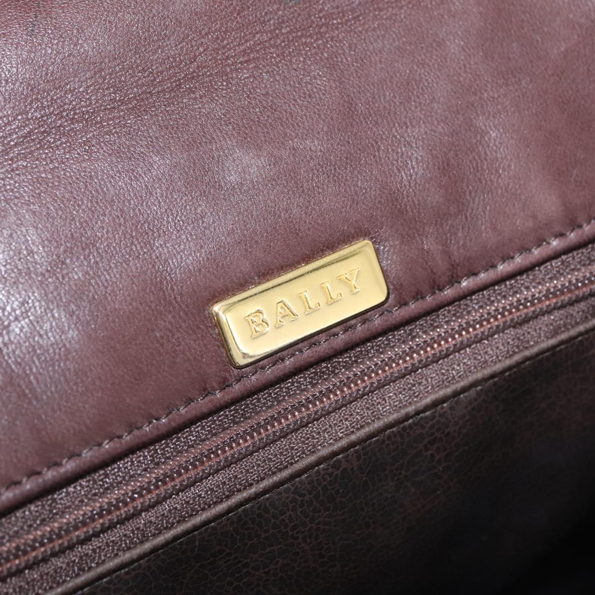 Bally Hand Bag Leather 2way Brown Gold Auth 209977
