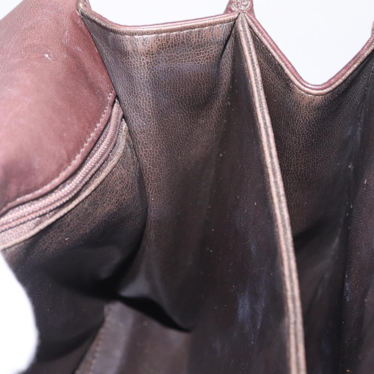 Bally Hand Bag Leather 2way Brown Gold Auth 209977