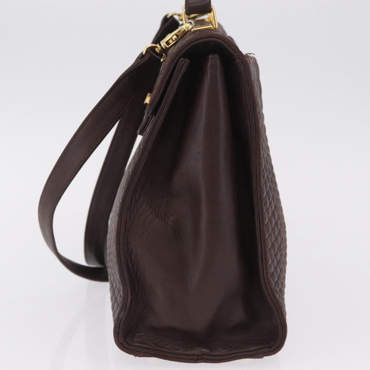 Bally Hand Bag Leather 2way Brown Gold Auth 209977