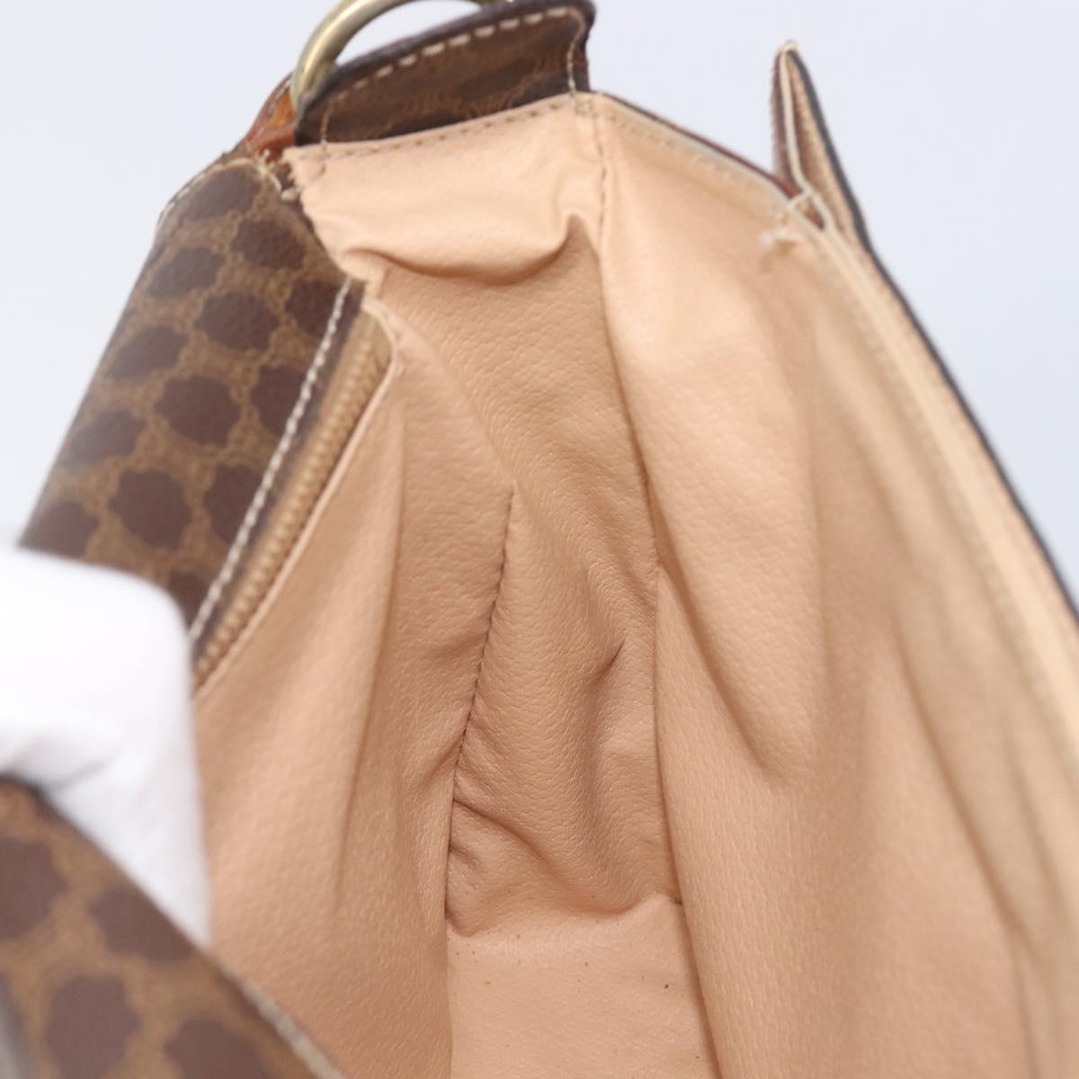 CELINE Macadam Canvas Shoulder Bag PVC Leather Brown Gold Auth 209978A