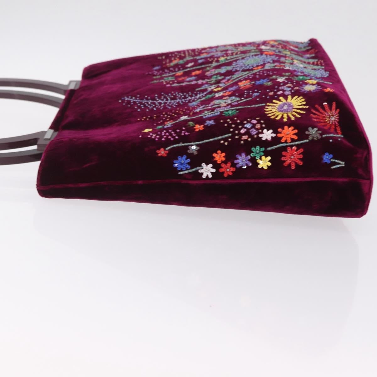 Salvatore Ferragamo Gancini Tote Bag Velor Purple Silver Auth 209980V