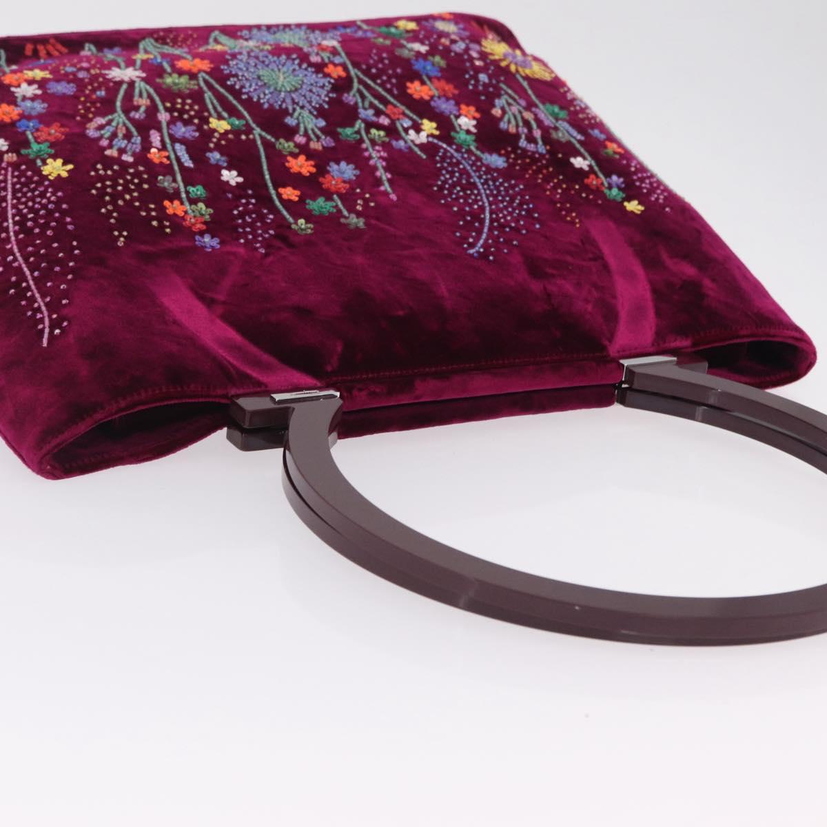 Salvatore Ferragamo Gancini Tote Bag Velor Purple Silver Auth 209980V