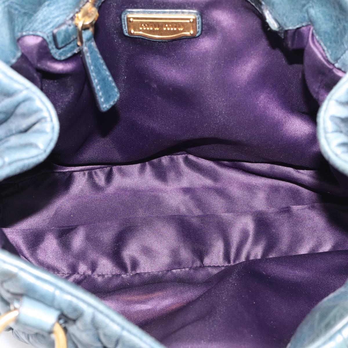 Miu Miu Hand Bag Vitellolux 2way Navy Gold Auth 209982A
