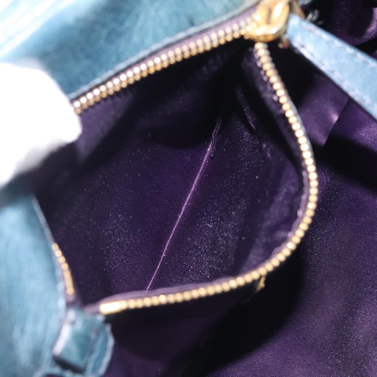 Miu Miu Hand Bag Vitellolux 2way Navy Gold Auth 209982A
