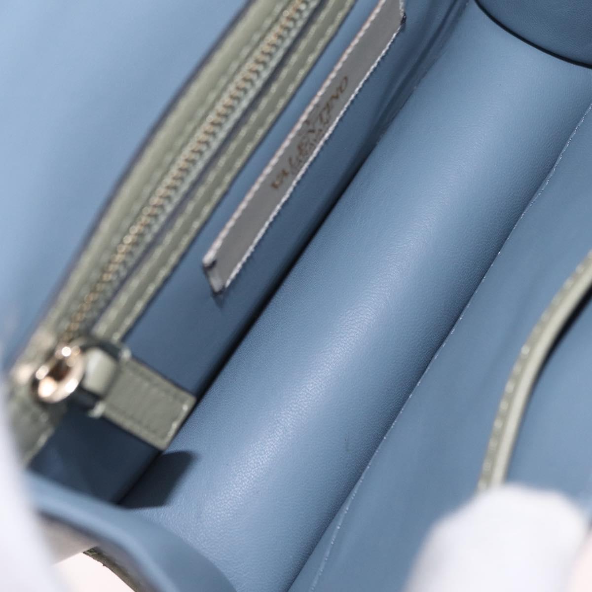 Valentino Chain Shoulder Bag Leather Light Blue Gold Auth 209984V