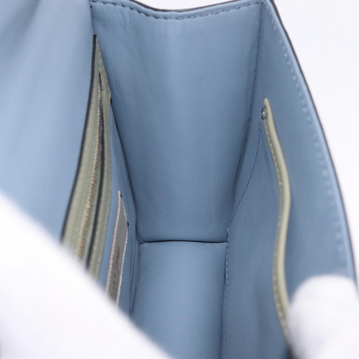 Valentino Chain Shoulder Bag Leather Light Blue Gold Auth 209984V
