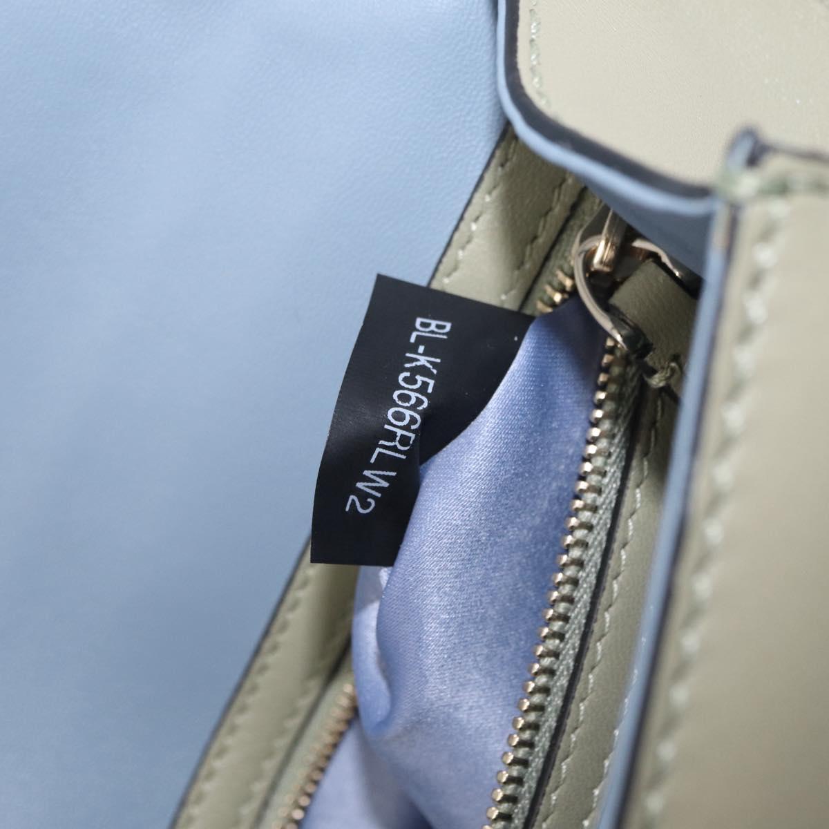 Valentino Chain Shoulder Bag Leather Light Blue Gold Auth 209984V
