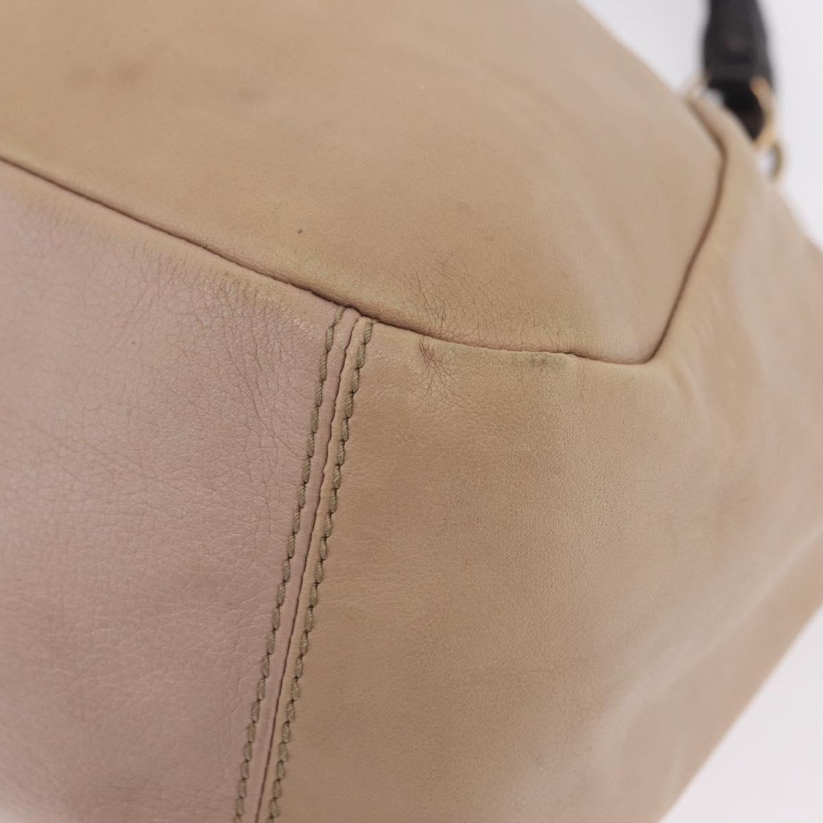 Salvatore Ferragamo Gancini Shoulder Bag Leather Beige Auth 209985