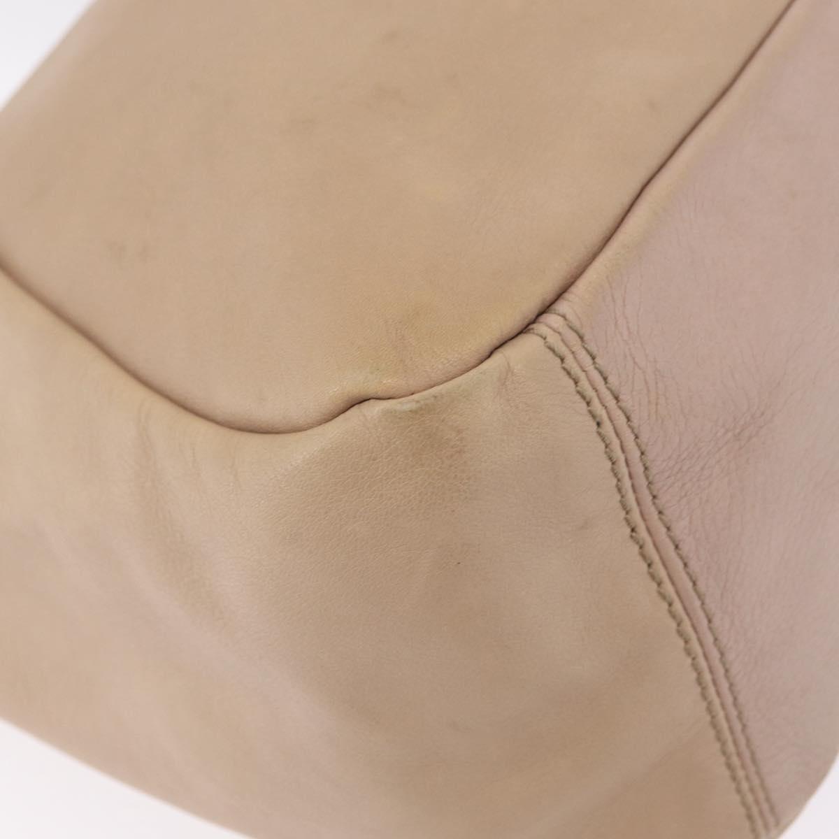 Salvatore Ferragamo Gancini Shoulder Bag Leather Beige Auth 209985