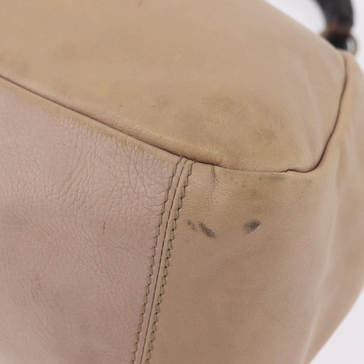 Salvatore Ferragamo Gancini Shoulder Bag Leather Beige Auth 209985