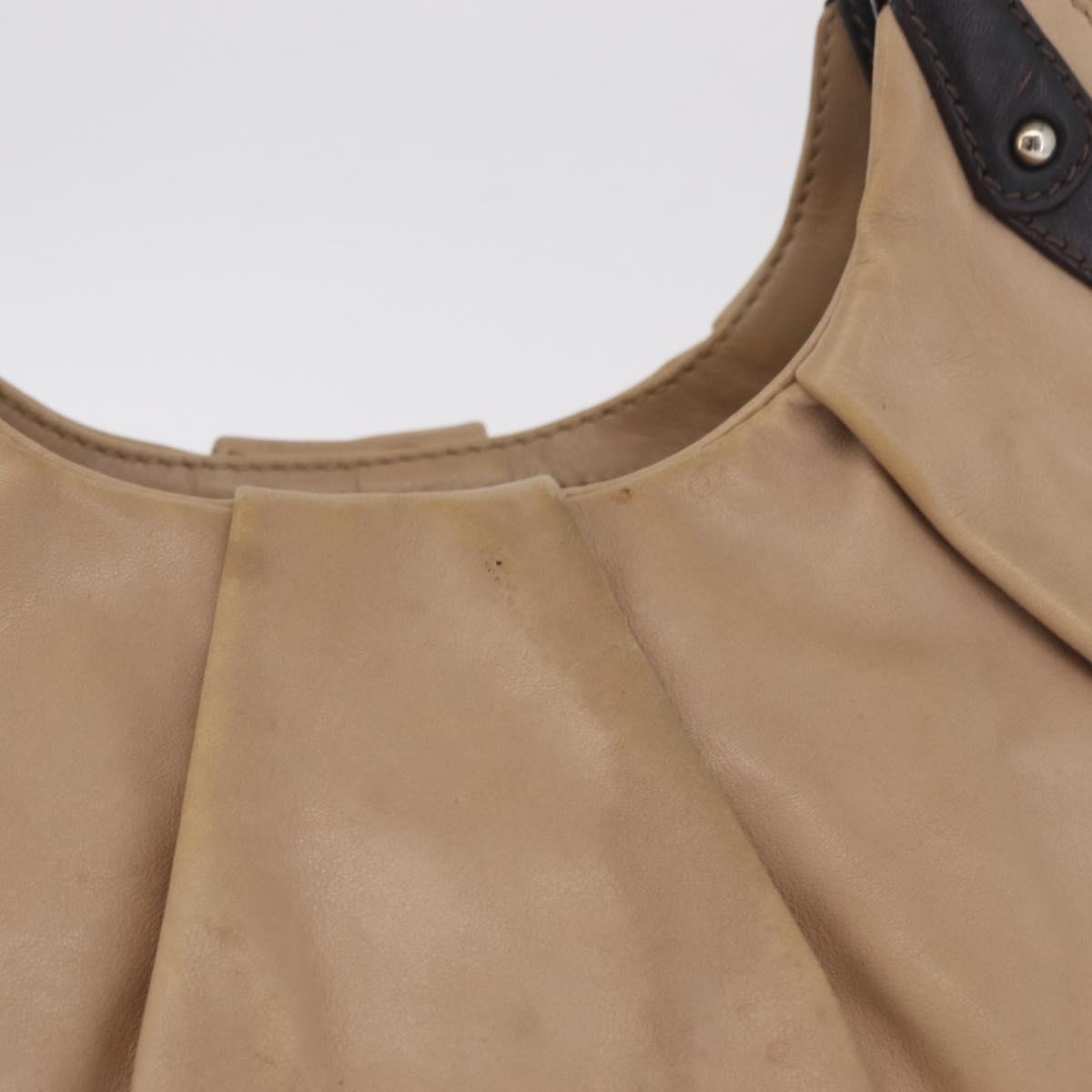 Salvatore Ferragamo Gancini Shoulder Bag Leather Beige Auth 209985