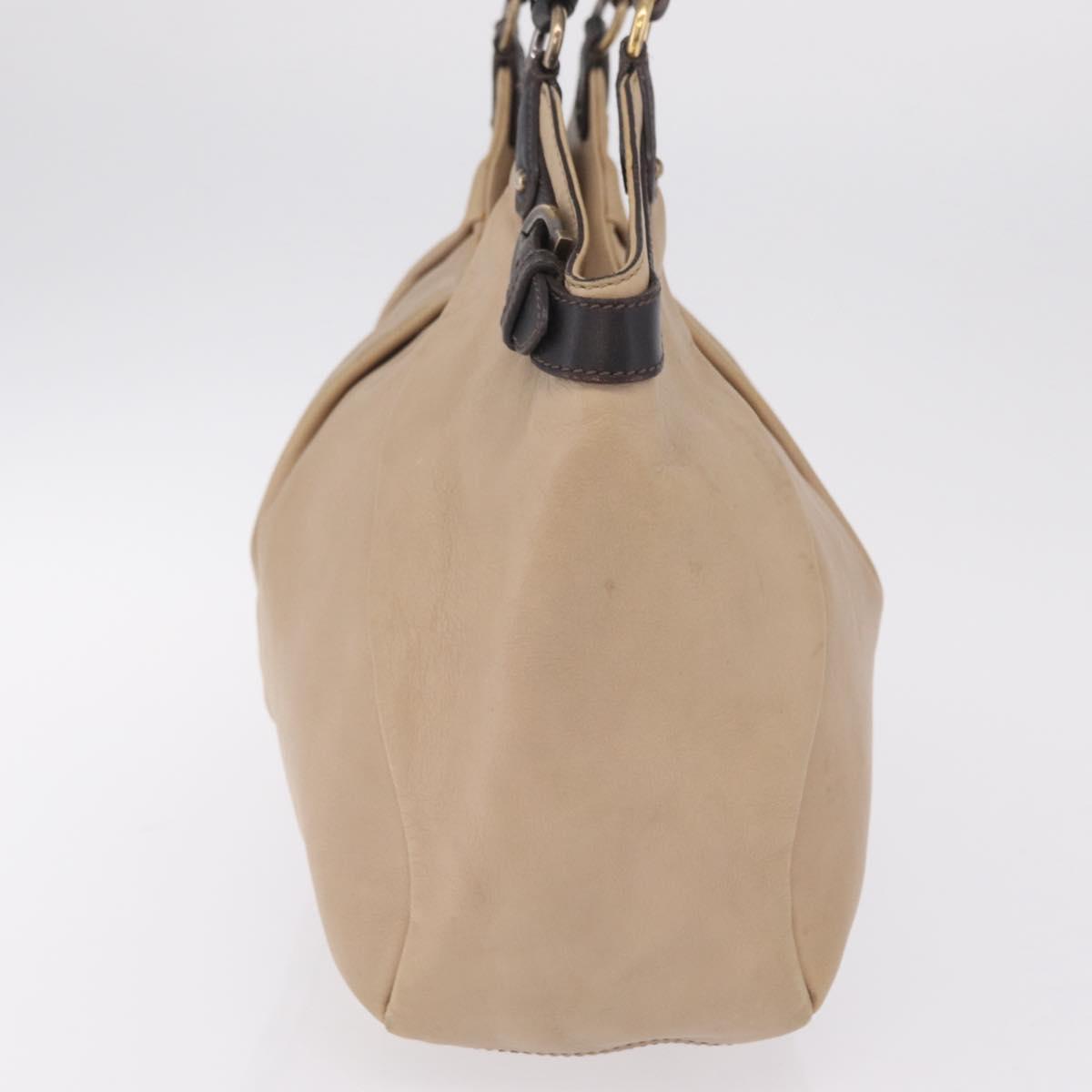 Salvatore Ferragamo Gancini Shoulder Bag Leather Beige Auth 209985