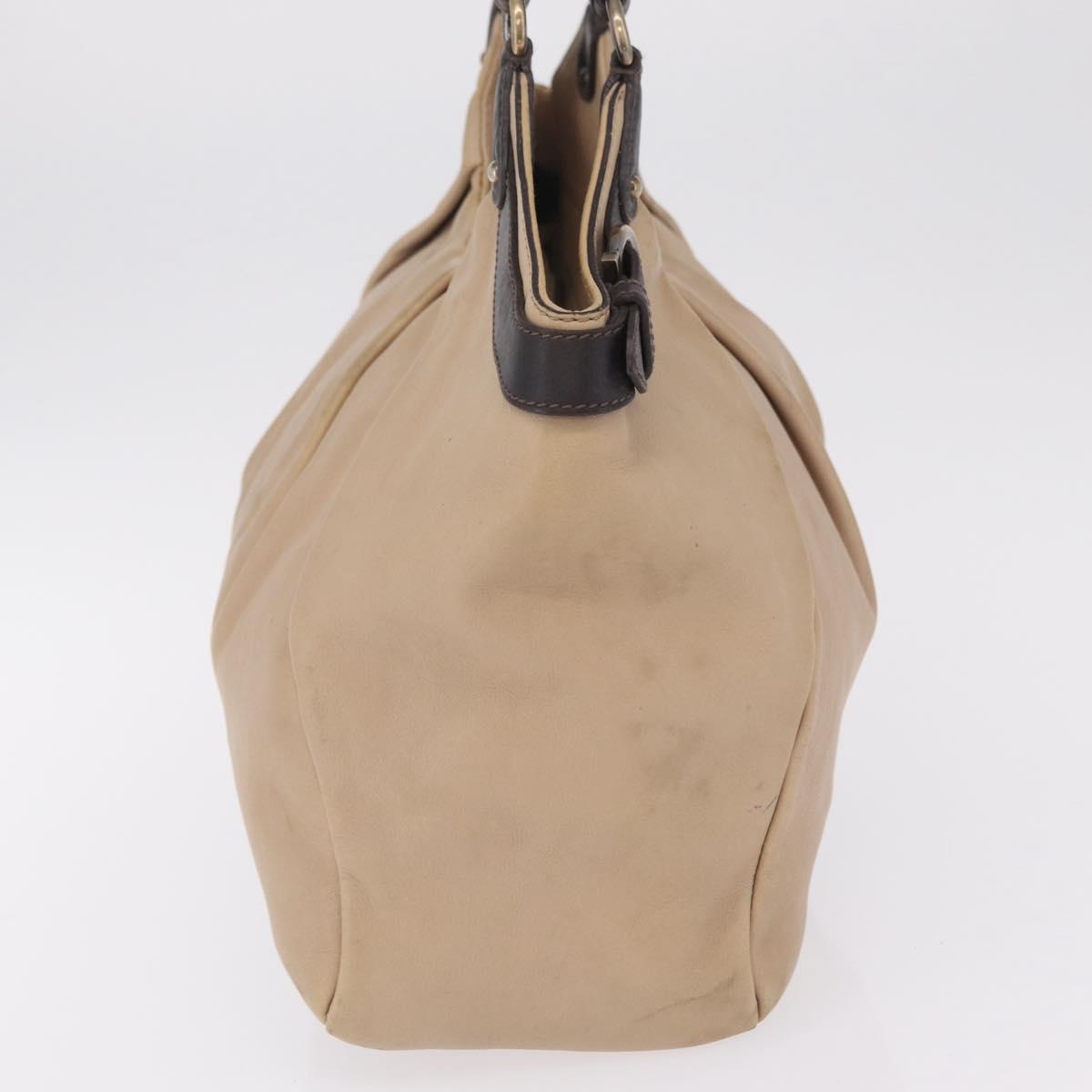 Salvatore Ferragamo Gancini Shoulder Bag Leather Beige Auth 209985