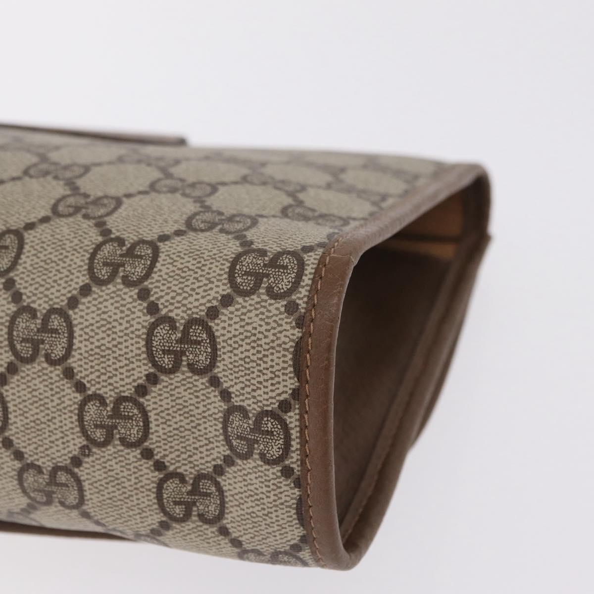 GUCCI GG Supreme Web Sherry Line Clutch Bag PVC Beige Gold 89 01 030 Auth 209986