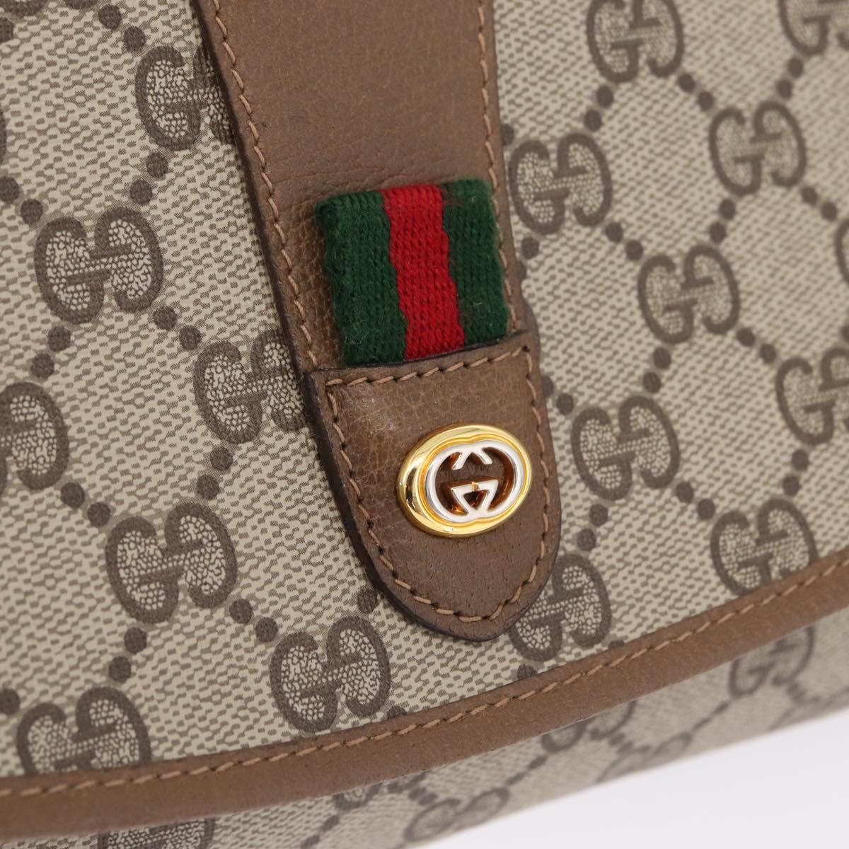 GUCCI GG Supreme Web Sherry Line Clutch Bag PVC Beige Gold 89 01 030 Auth 209986