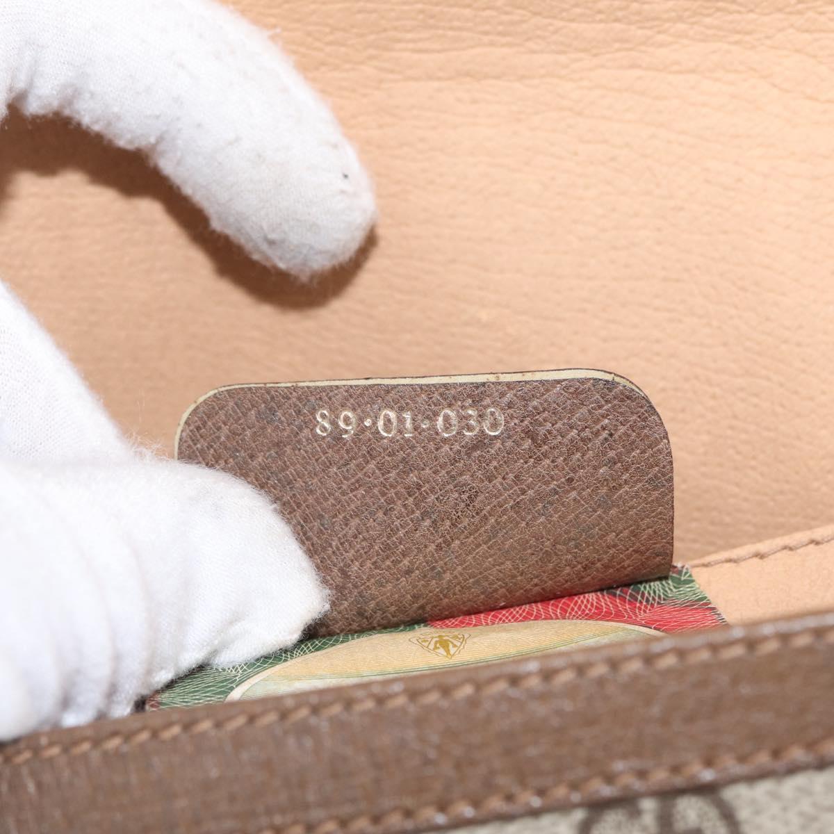 GUCCI GG Supreme Web Sherry Line Clutch Bag PVC Beige Gold 89 01 030 Auth 209986