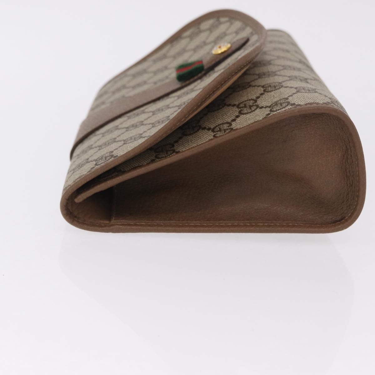 GUCCI GG Supreme Web Sherry Line Clutch Bag PVC Beige Gold 89 01 030 Auth 209986