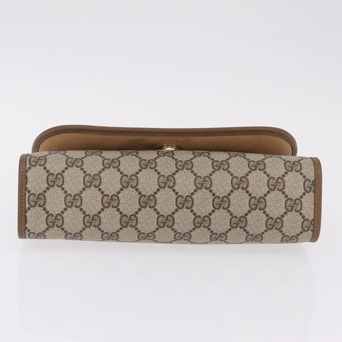 GUCCI GG Supreme Web Sherry Line Clutch Bag PVC Beige Gold 89 01 030 Auth 209986