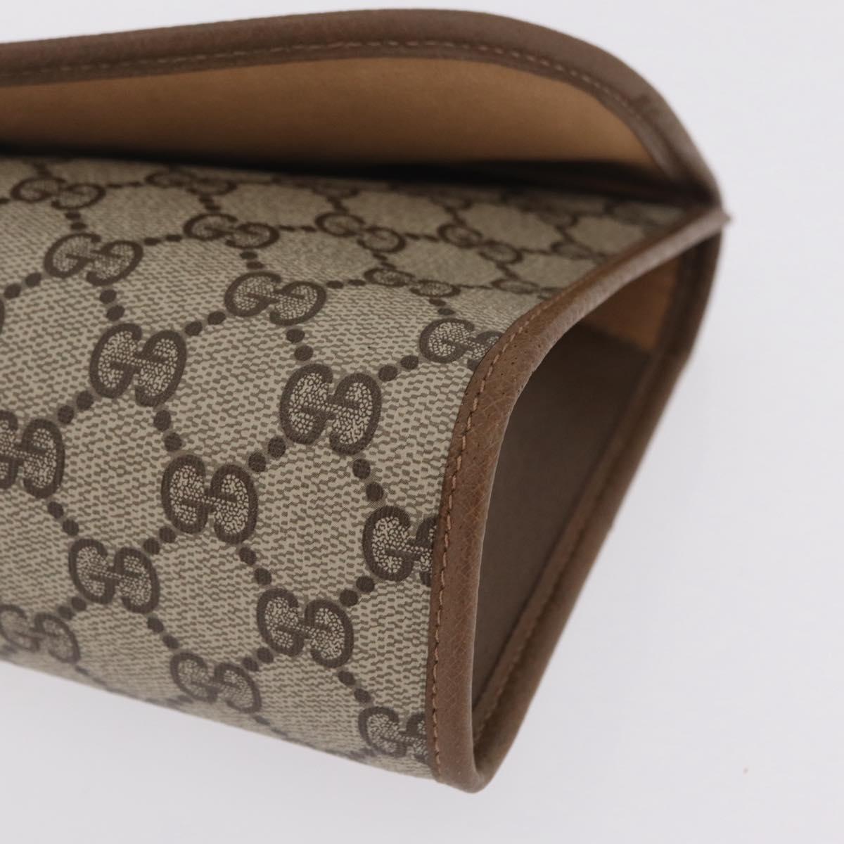 GUCCI GG Supreme Web Sherry Line Clutch Bag PVC Beige Gold 89 01 030 Auth 209986