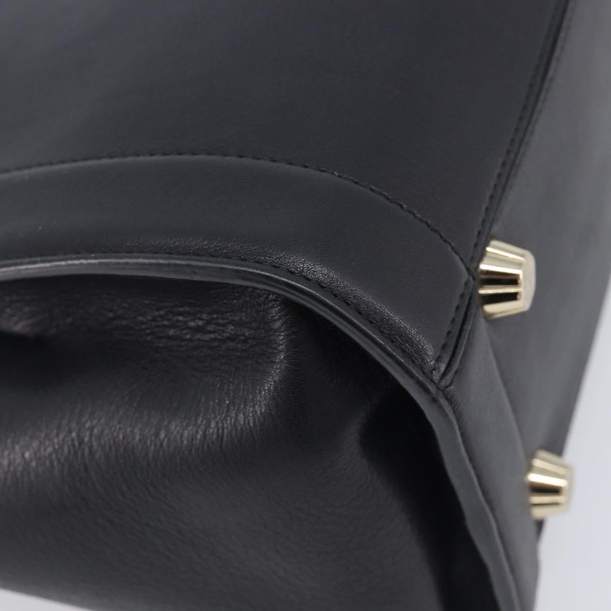 Salvatore Ferragamo Gancini Hand Bag Leather 2way Black Gold Auth 209987A