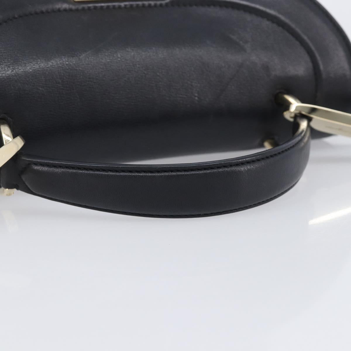 Salvatore Ferragamo Gancini Hand Bag Leather 2way Black Gold Auth 209987A