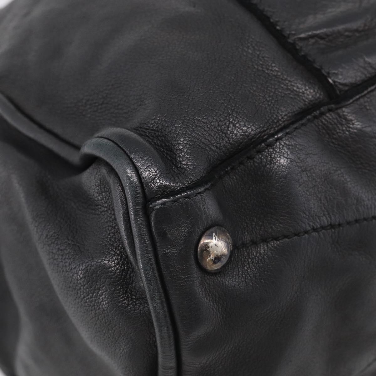 Miu Miu Tote Bag Leather Black Silver Auth 209991V