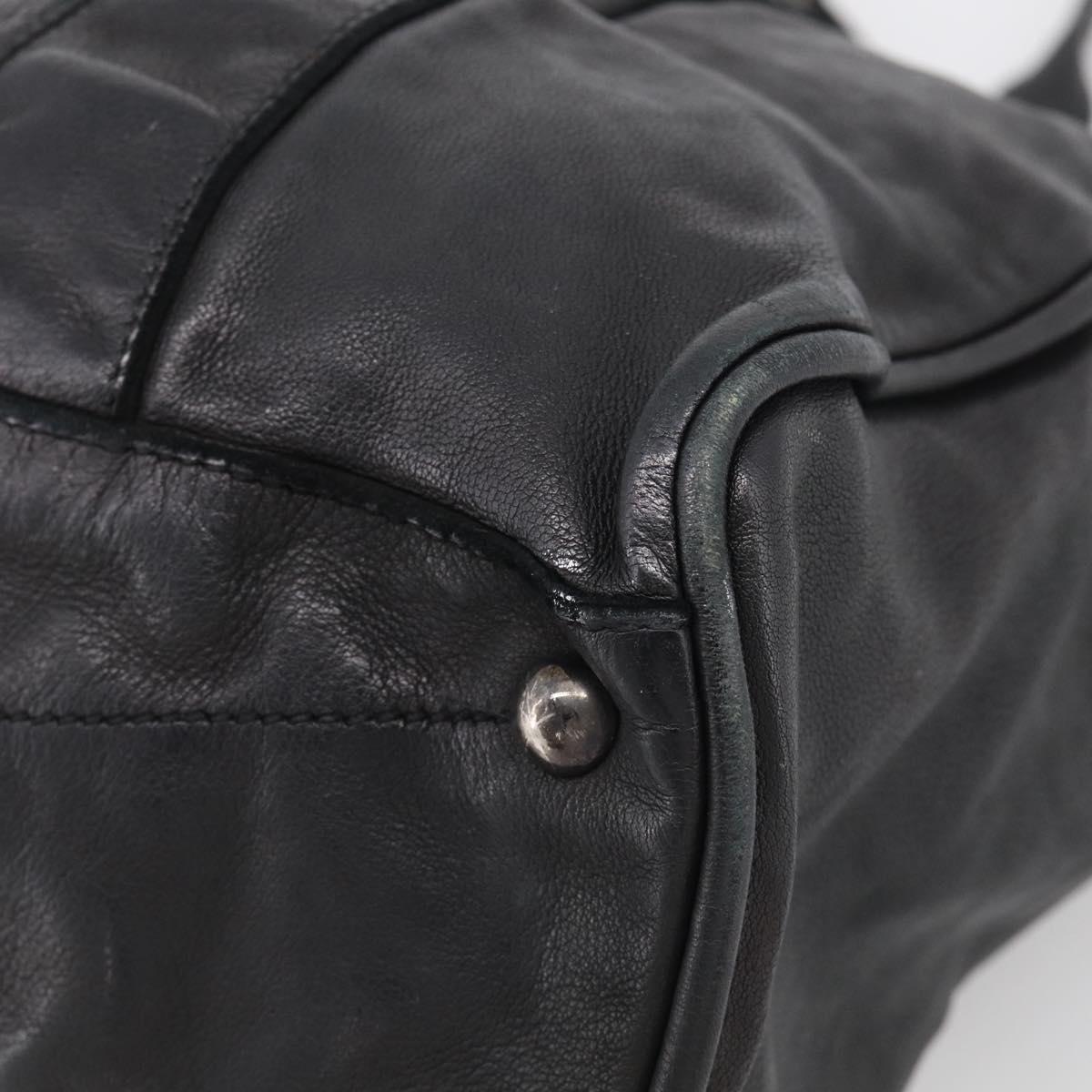 Miu Miu Tote Bag Leather Black Silver Auth 209991V