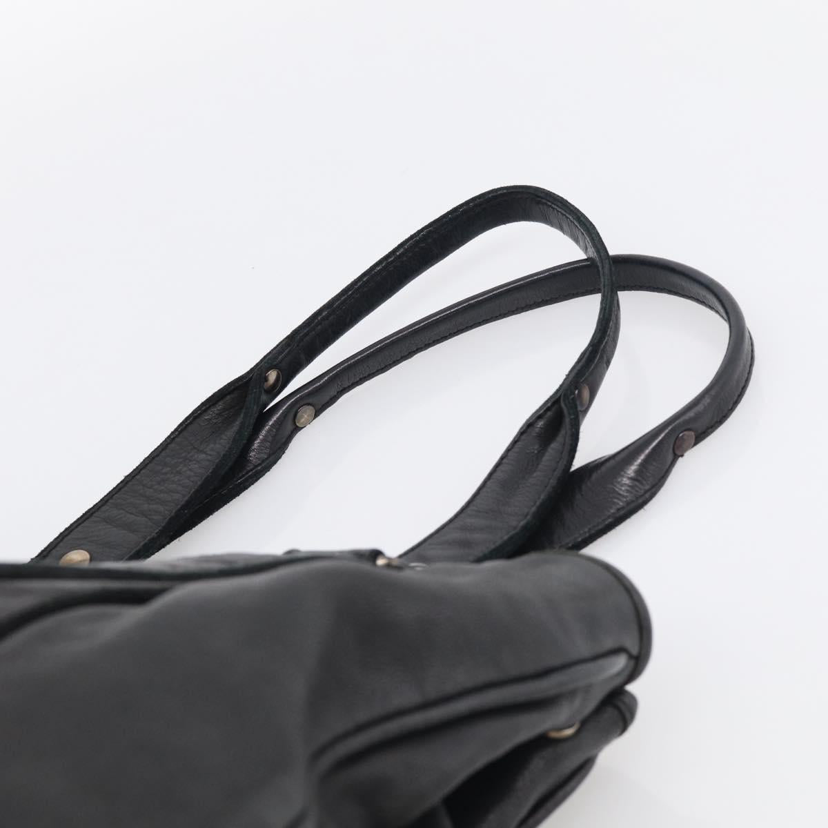 Miu Miu Tote Bag Leather Black Silver Auth 209991V