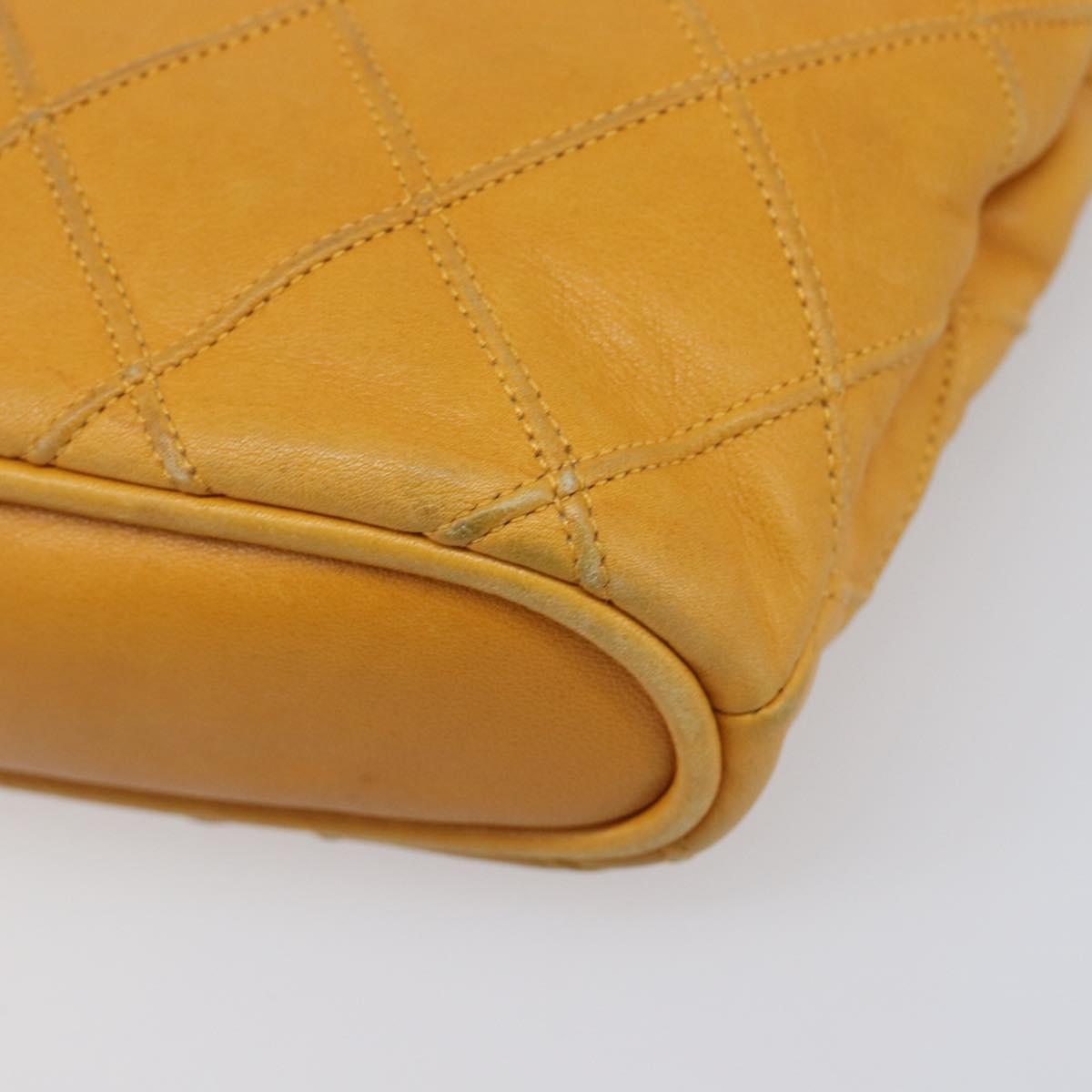 CHANEL Bicolore Chain Shoulder Bag Lamb Skin Yellow Gold CC Auth 209997