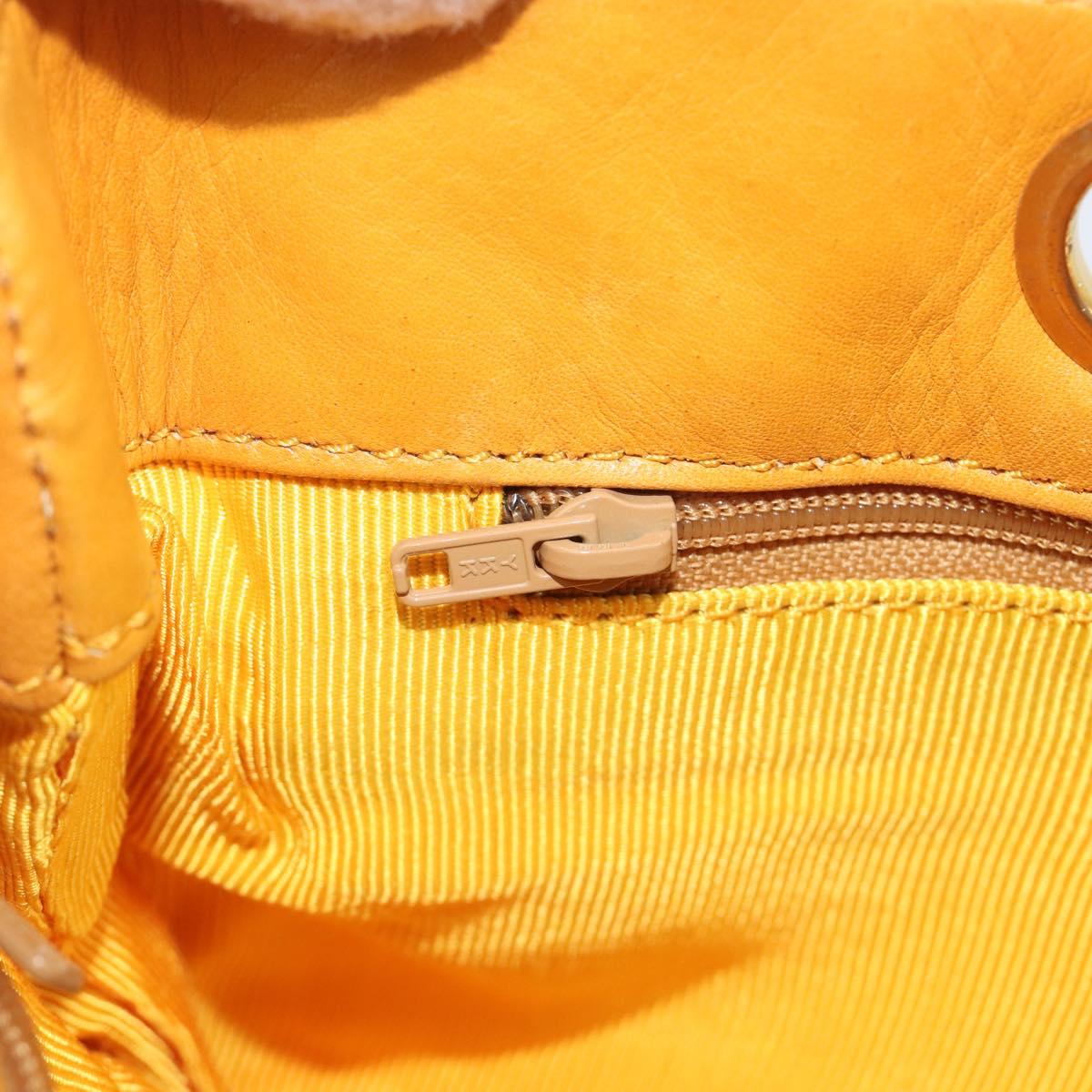 CHANEL Bicolore Chain Shoulder Bag Lamb Skin Yellow Gold CC Auth 209997
