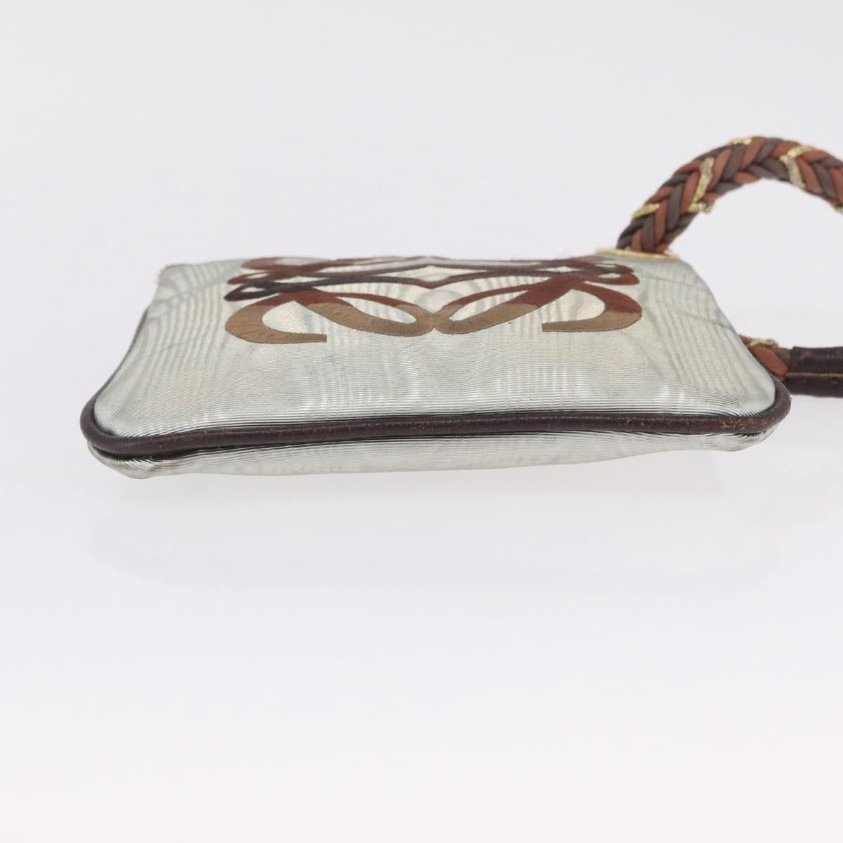 LOEWE Hand Bag PVC Canvas Gray Gold Auth 209998