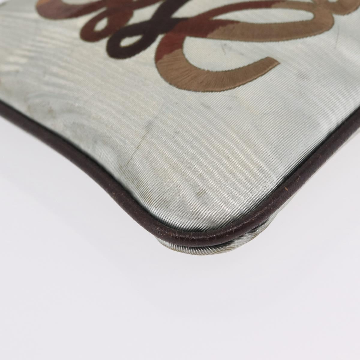 LOEWE Hand Bag PVC Canvas Gray Gold Auth 209998