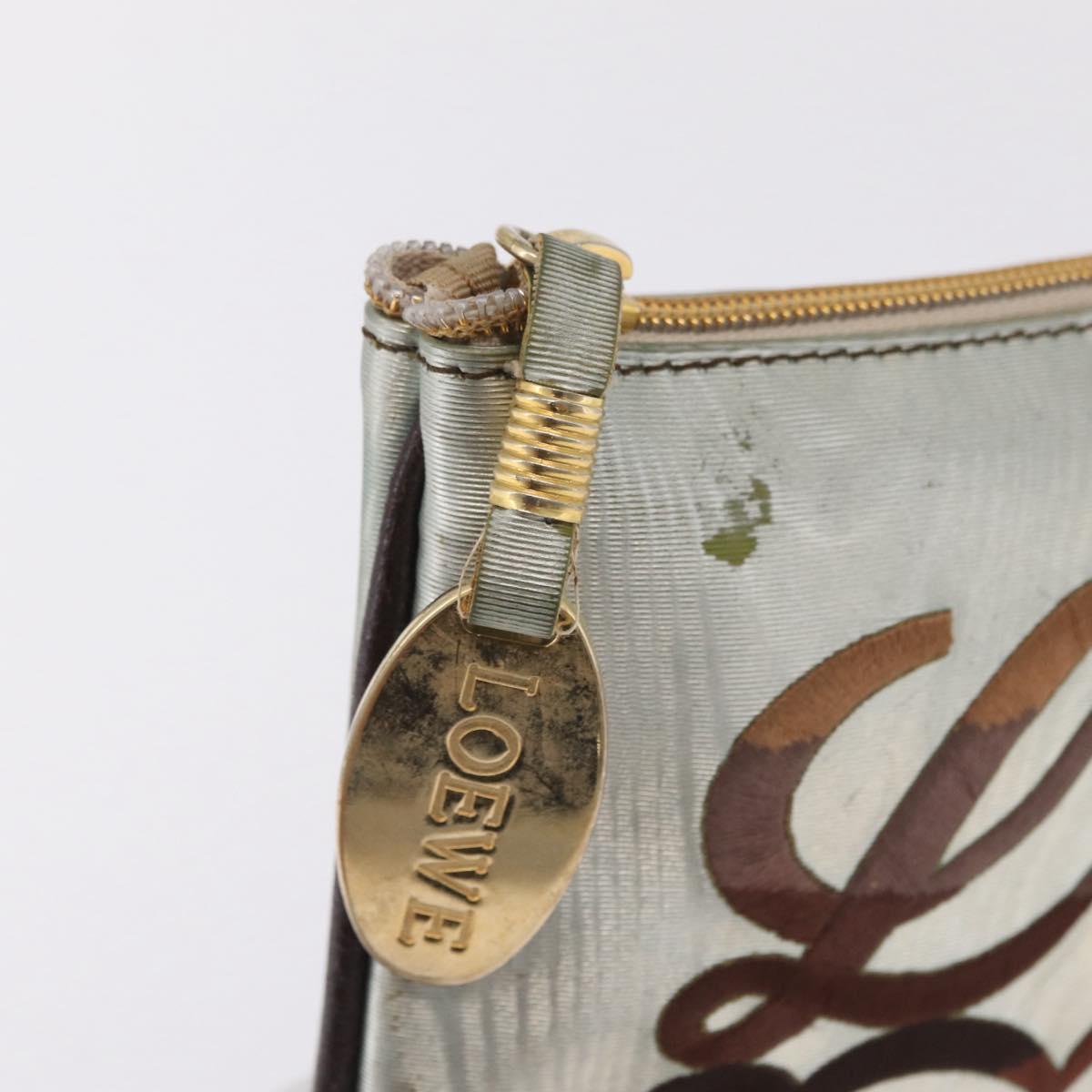 LOEWE Hand Bag PVC Canvas Gray Gold Auth 209998
