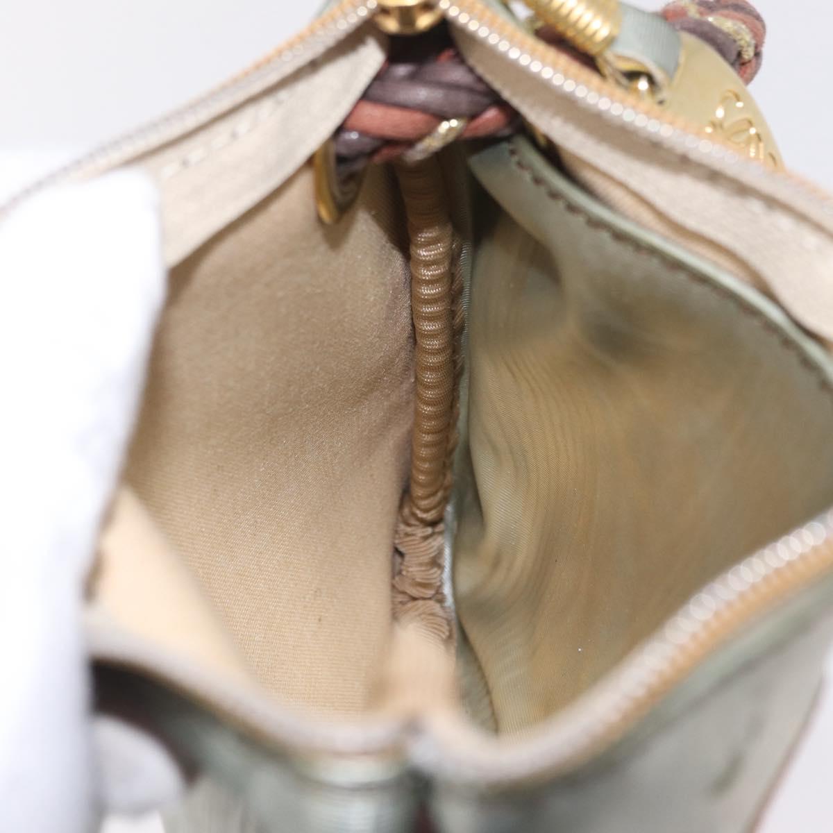 LOEWE Hand Bag PVC Canvas Gray Gold Auth 209998