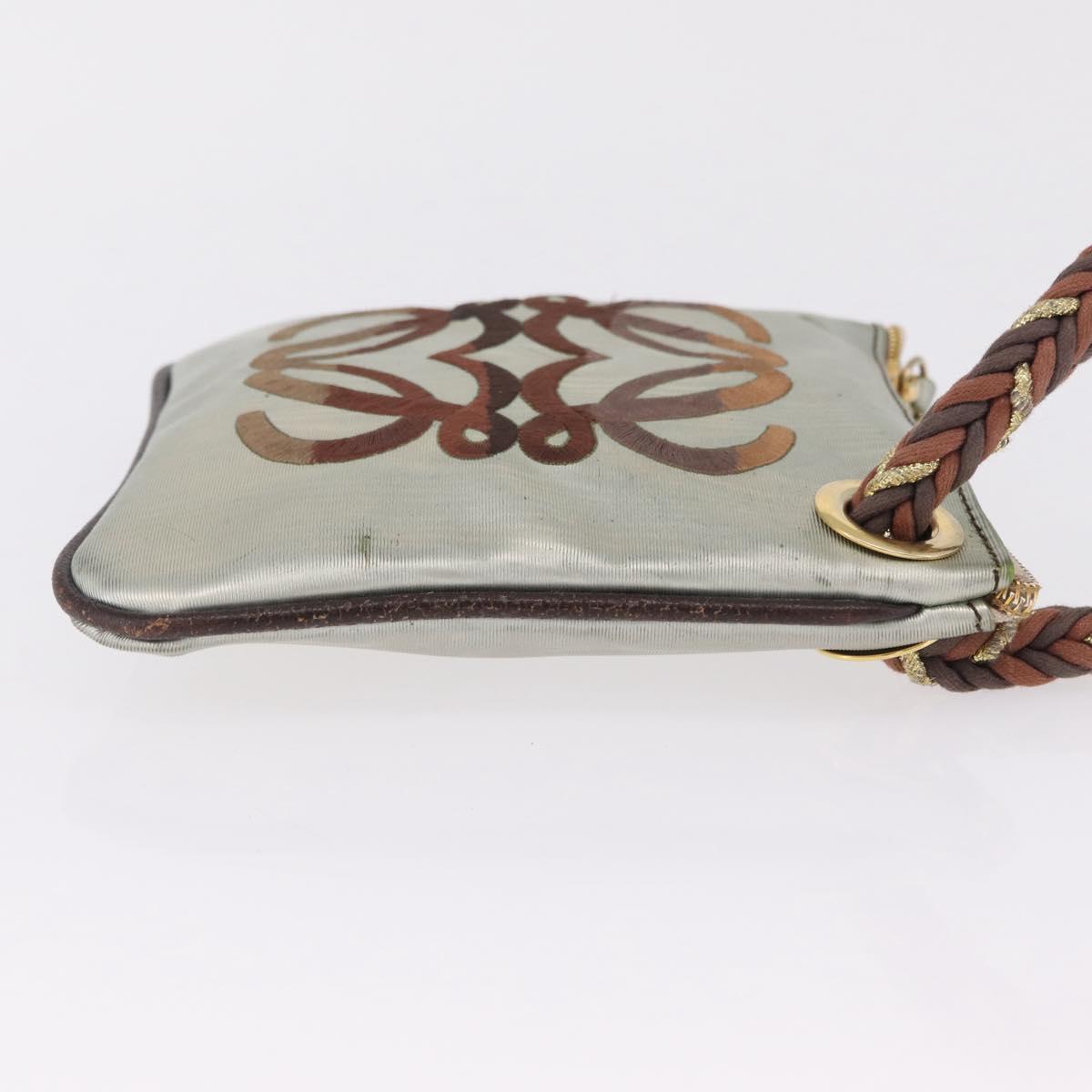LOEWE Hand Bag PVC Canvas Gray Gold Auth 209998