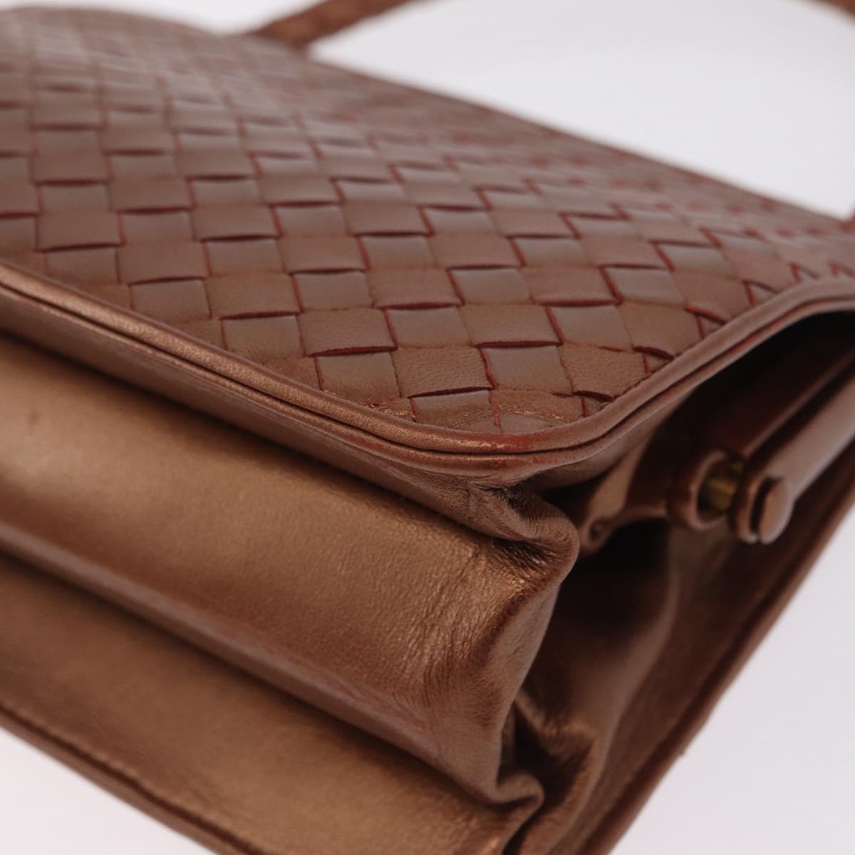 Bottega Veneta INTRECCIATO Hand Bag Leather Bronze Gold Auth 210000V