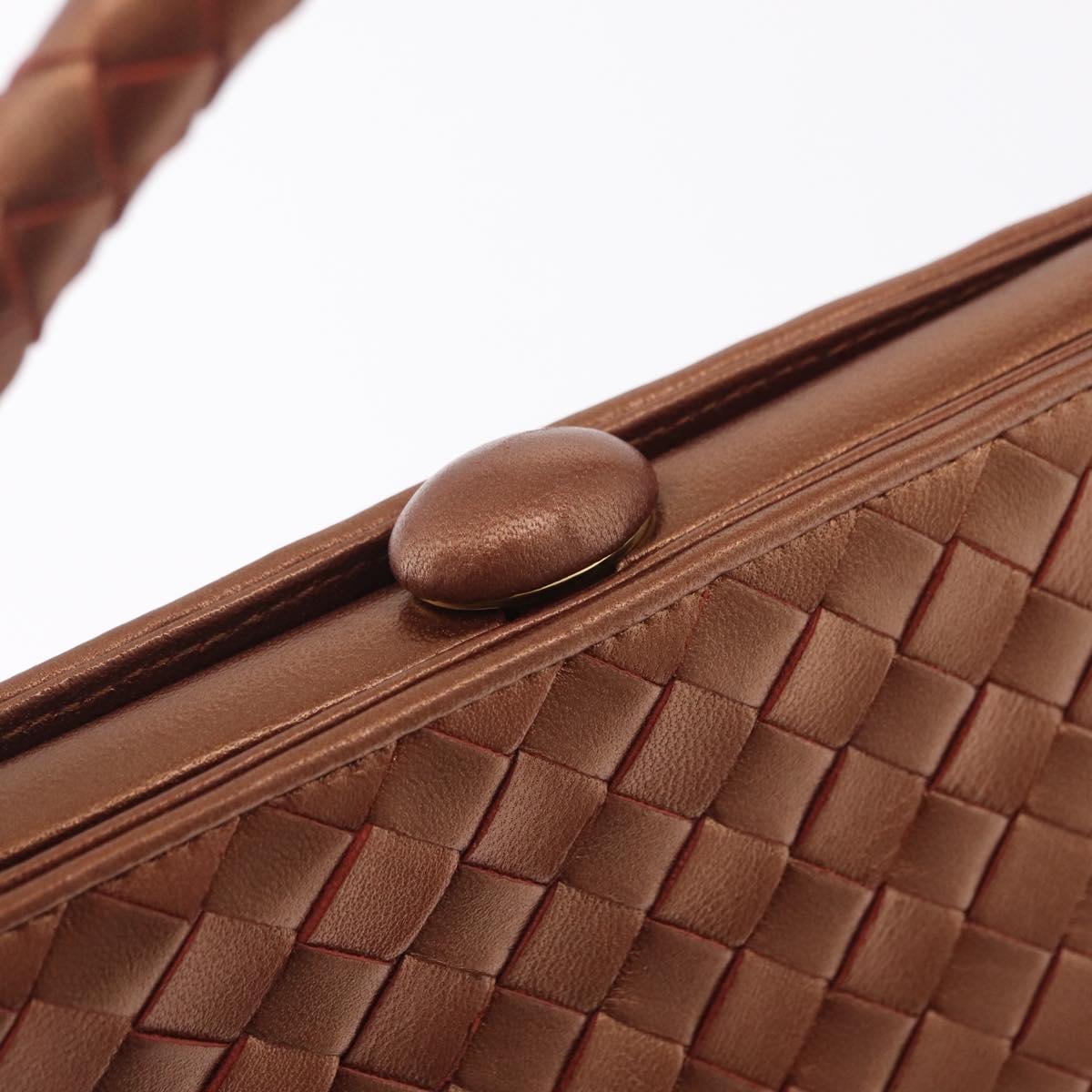 Bottega Veneta INTRECCIATO Hand Bag Leather Bronze Gold Auth 210000V