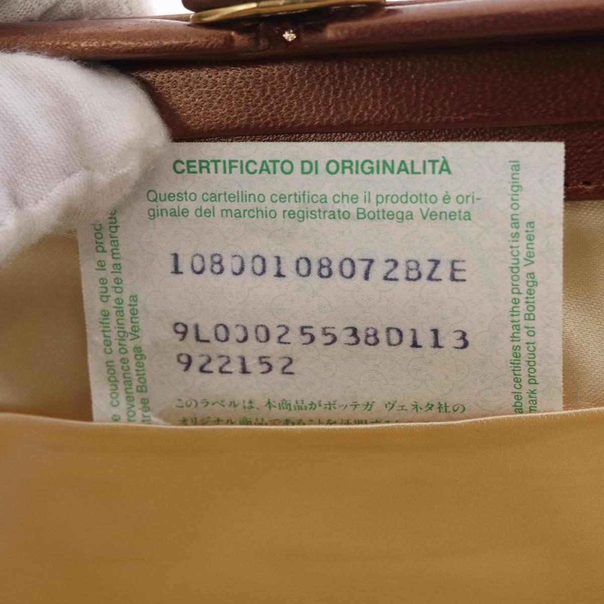 Bottega Veneta INTRECCIATO Hand Bag Leather Bronze Gold Auth 210000V