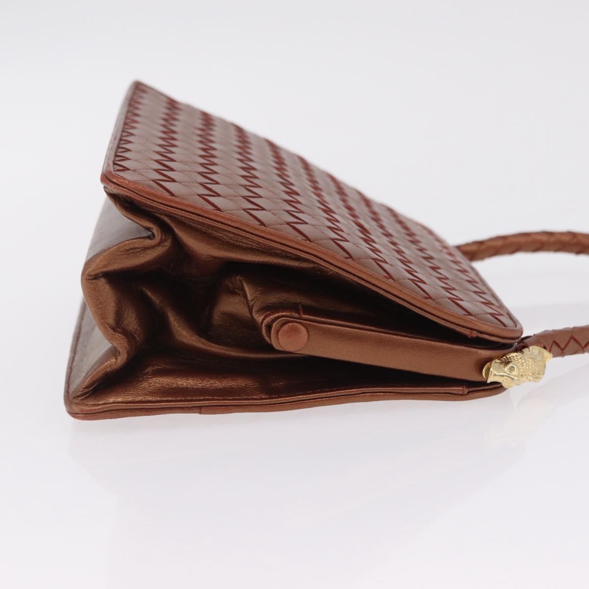 Bottega Veneta INTRECCIATO Hand Bag Leather Bronze Gold Auth 210000V