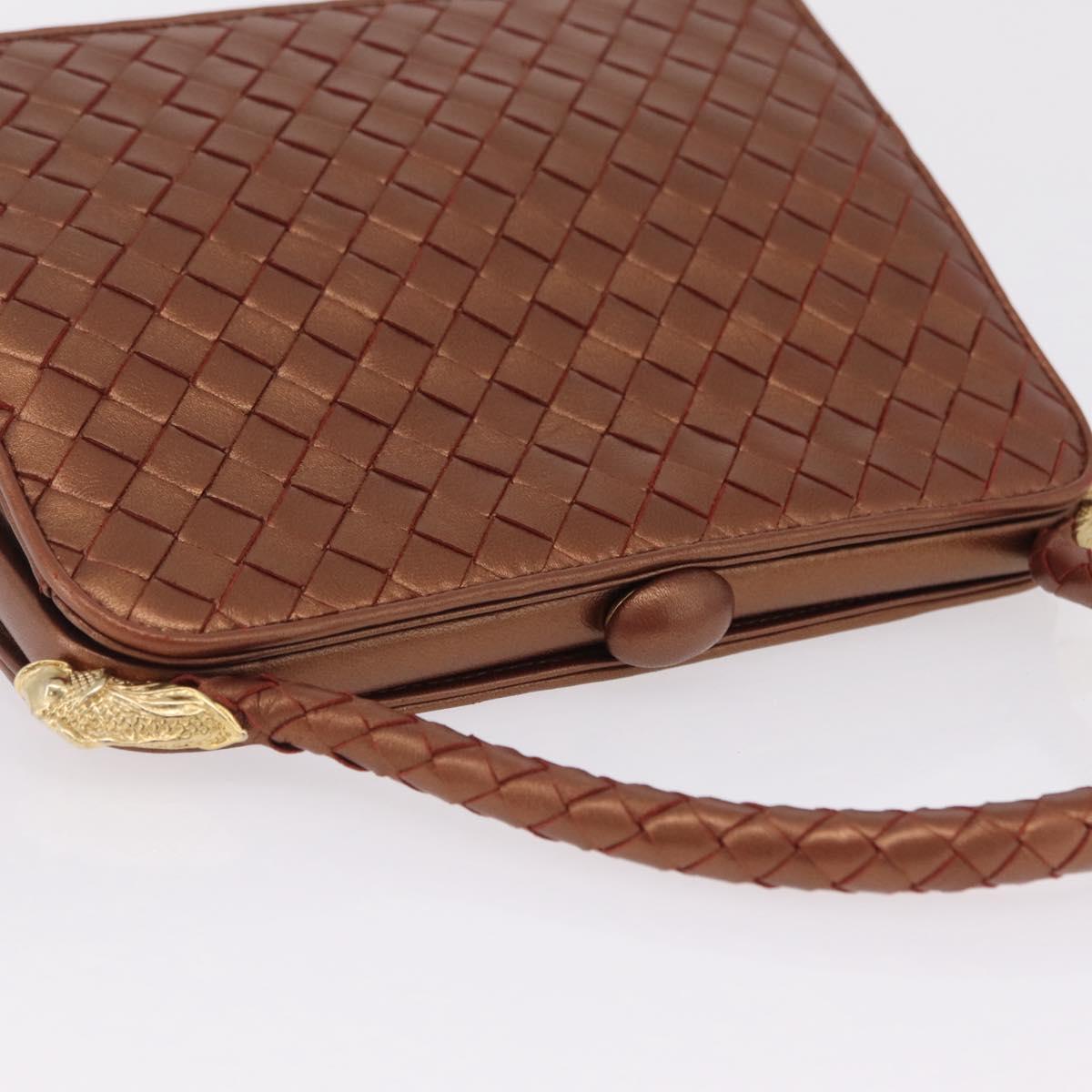 Bottega Veneta INTRECCIATO Hand Bag Leather Bronze Gold Auth 210000V