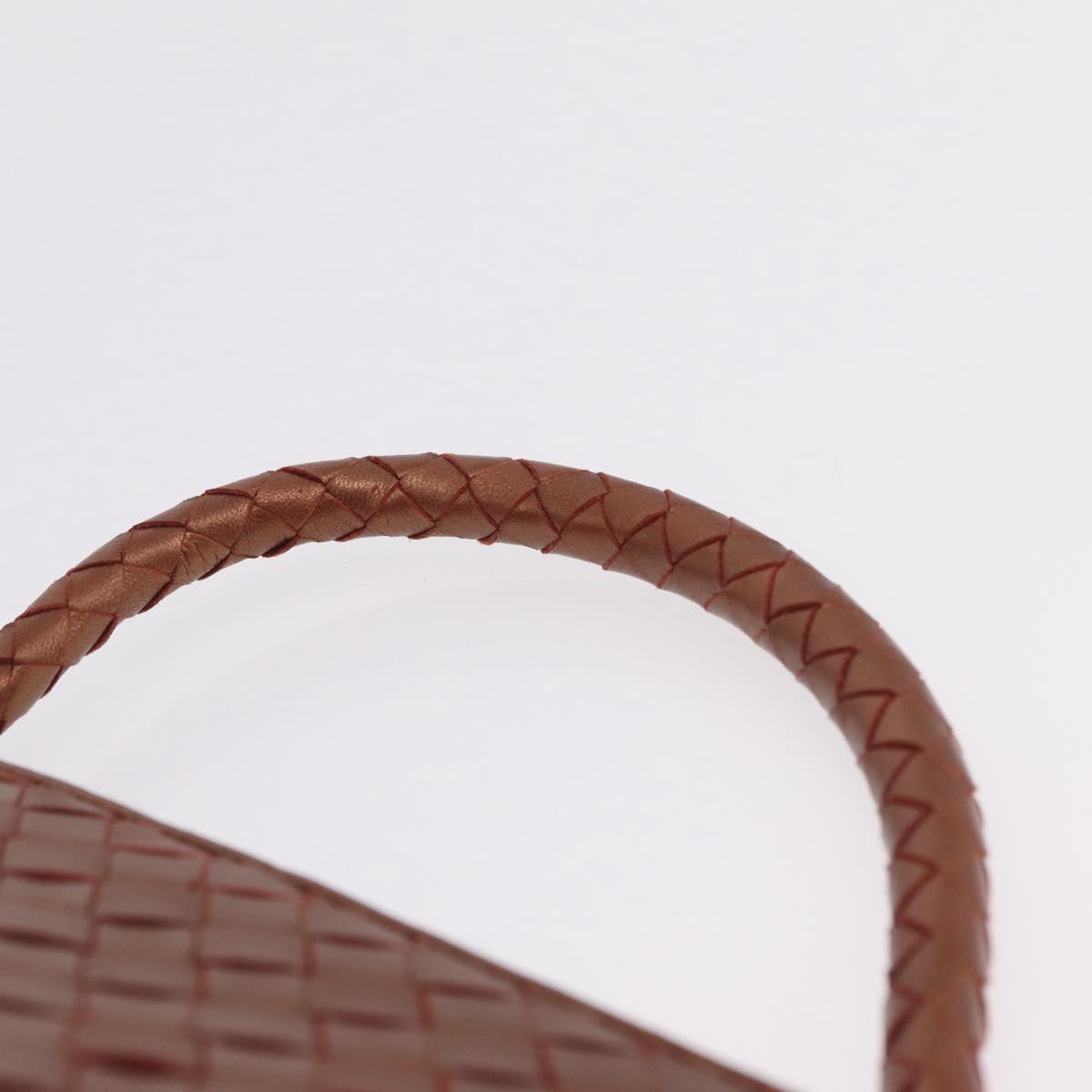 Bottega Veneta INTRECCIATO Hand Bag Leather Bronze Gold Auth 210000V