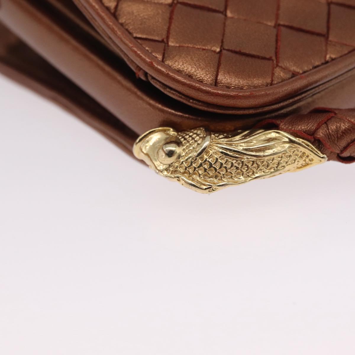 Bottega Veneta INTRECCIATO Hand Bag Leather Bronze Gold Auth 210000V
