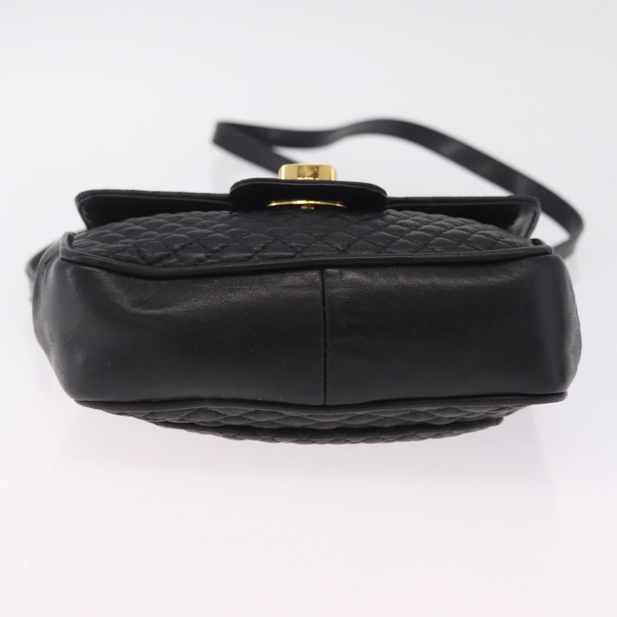 Bally Hand Bag Leather 2way Black Gold Auth 210002