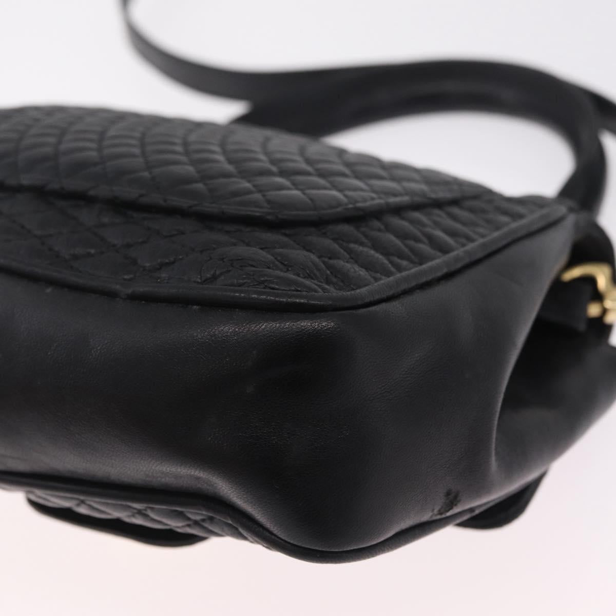 Bally Hand Bag Leather 2way Black Gold Auth 210002