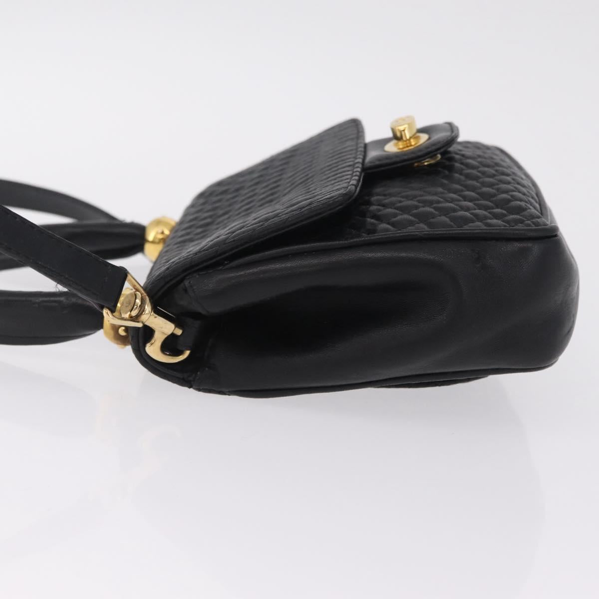 Bally Hand Bag Leather 2way Black Gold Auth 210002