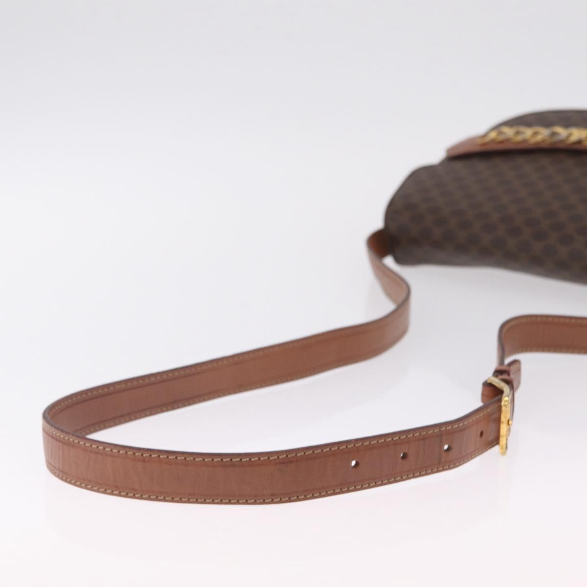 CELINE Macadam Canvas Shoulder Bag PVC Leather Brown Gold Auth 210003
