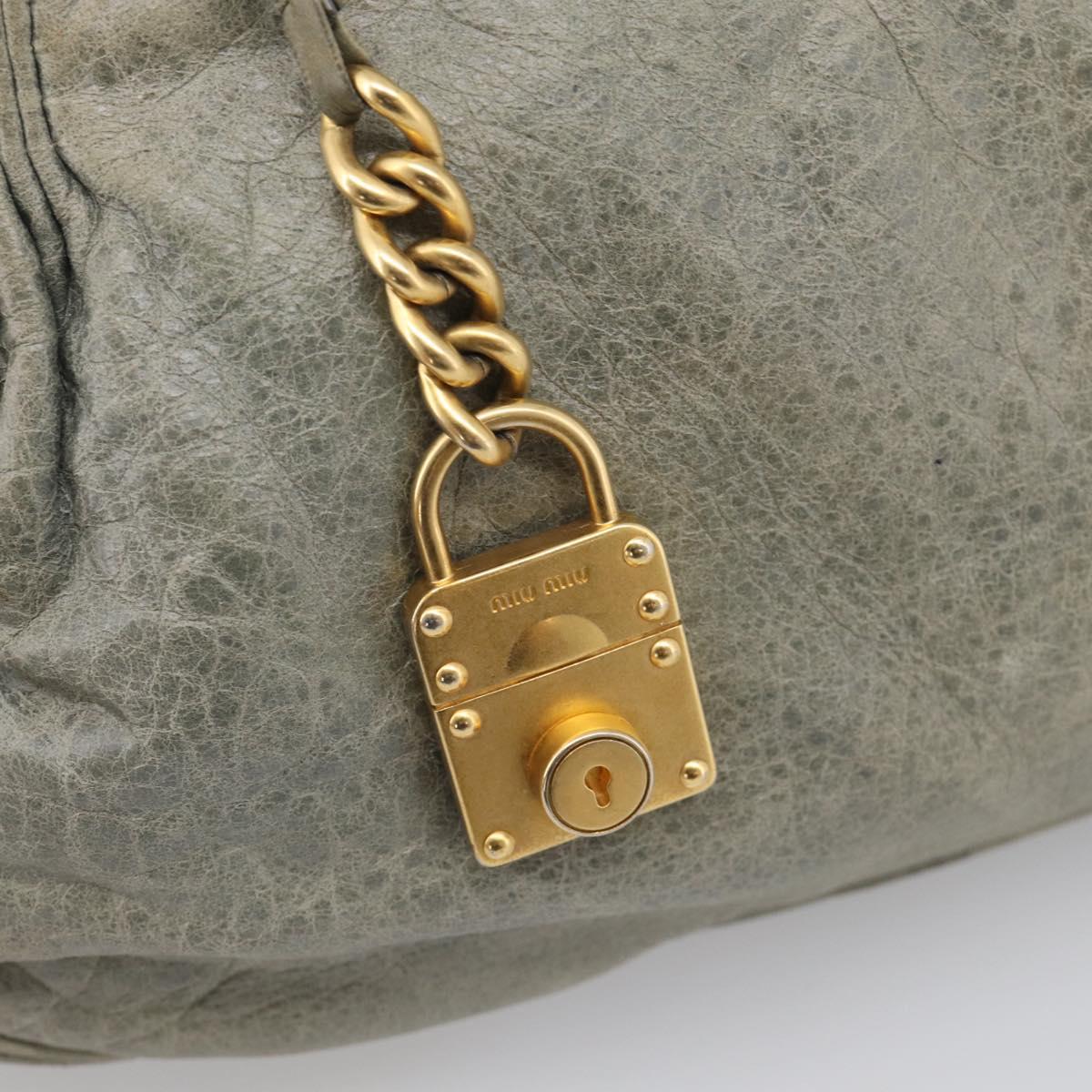 Miu Miu Shoulder Bag Vitellolux 2way Light Blue Gold Auth 210007A