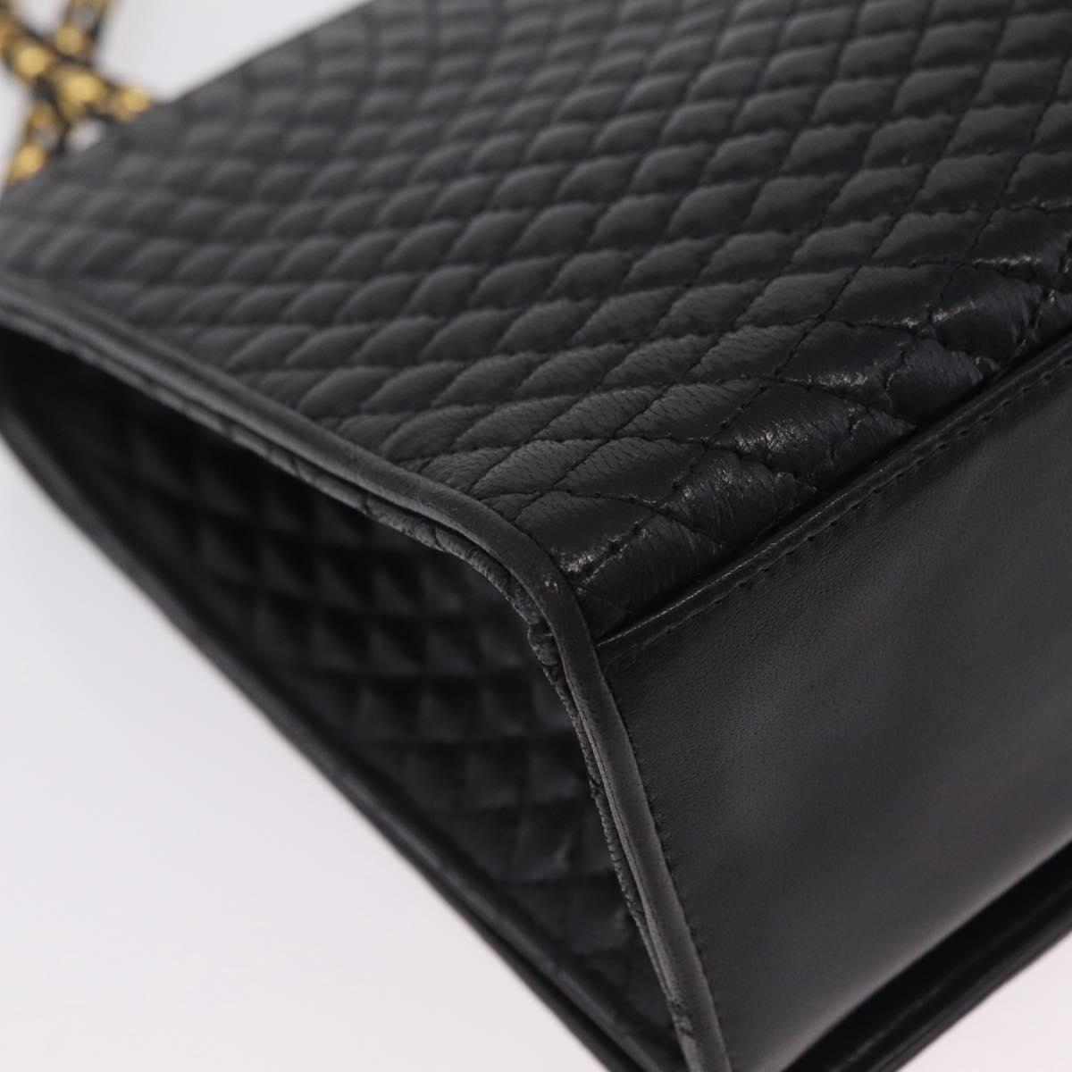 Bally Chain Shoulder Bag Leather Black Gold Auth 210010